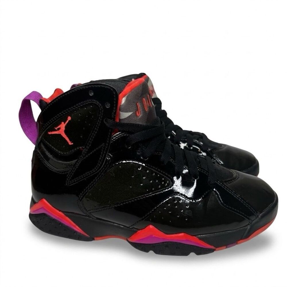 Nike Air Jordan 7 Retro Black Gloss Patent Leather Womens Size 8 313358-006